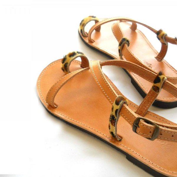 Havaneros Sandals - δέρμα, animal print, καλοκαιρινό, γυναικεία, σανδάλι, φλατ - 2