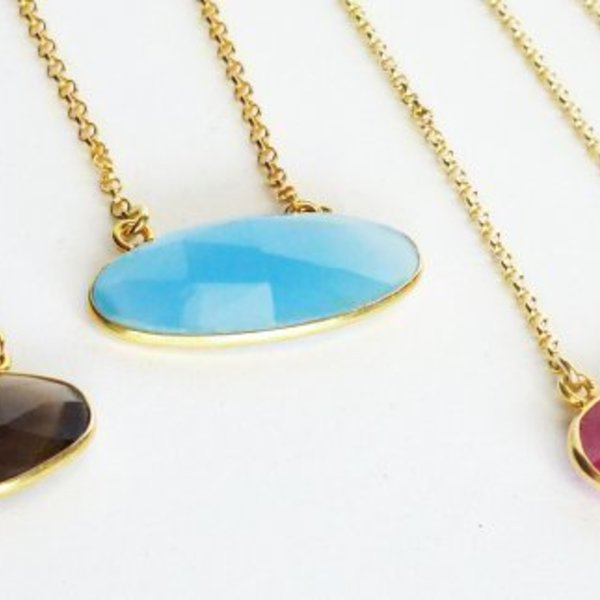 Oval candy necklace - ημιπολύτιμες πέτρες, chic, χρωματιστό, επιχρυσωμένα - 2