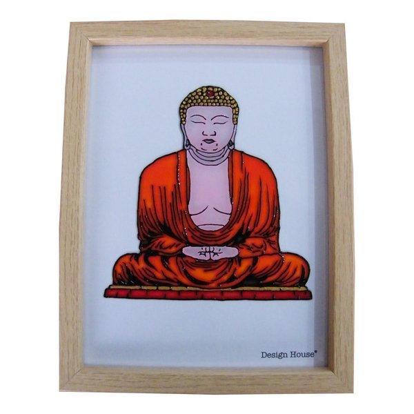 Βιτρώ σε κάδρο με σχέδιο Buddha - διακοσμητικό, γυαλί, πίνακες & κάδρα, βιτρώ, διακόσμηση, χειροποίητα
