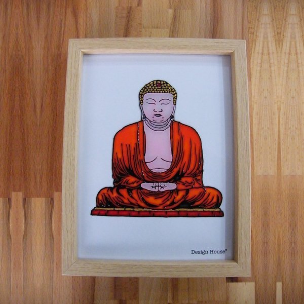 Βιτρώ σε κάδρο με σχέδιο Buddha - διακοσμητικό, γυαλί, πίνακες & κάδρα, βιτρώ, διακόσμηση, χειροποίητα - 2
