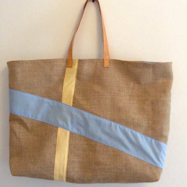 Τσάντα θαλάσσης - δέρμα, βαμβάκι, customized, χειροποίητα - 2