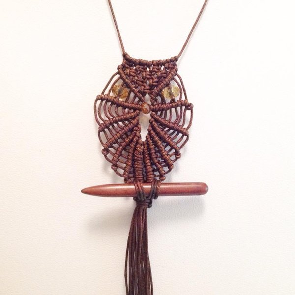 Owl necklace - handmade, fashion, κρύσταλλα, κουκουβάγια, μακραμέ, χειροποίητα, κρεμαστά