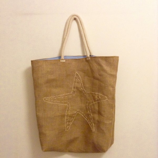 Τσάντα αστερίας - βαμβάκι, customized, χειροποίητα