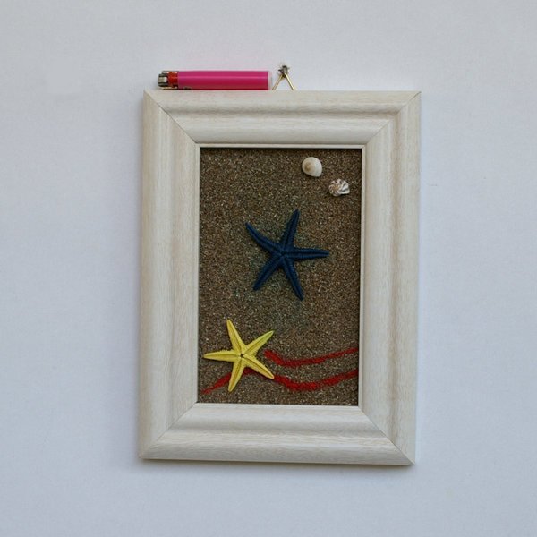Κάδρο – Δύο αστερίες - μοναδικό, καλοκαίρι, πίνακες & κάδρα, δώρο, κοχύλι, χειροποίητα - 2