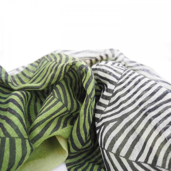 Φουλάρι εμπριμέ πράσινο με ιδιαίτερο print - δέρμα, βαμβάκι, handmade, καλοκαιρινό, μοναδικό, ακρυλικό, χειροποίητα, boho - 2
