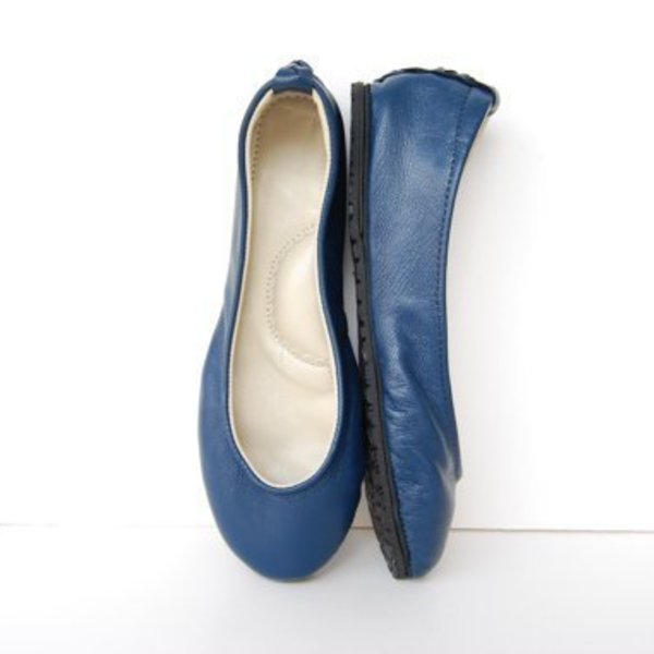 Χειροποίητες μπλε δερμάτινες μπαλερίνες - παπούτσια - δέρμα, fashion, μοναδικό, μοντέρνο, γυναικεία, customized, κορδόνια, χειροποίητα
