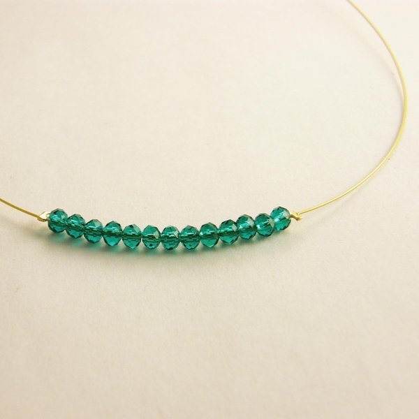 Crystal Line Necklace - chic, χρωματιστό, χρυσό, swarovski, customized, χάντρες - 2