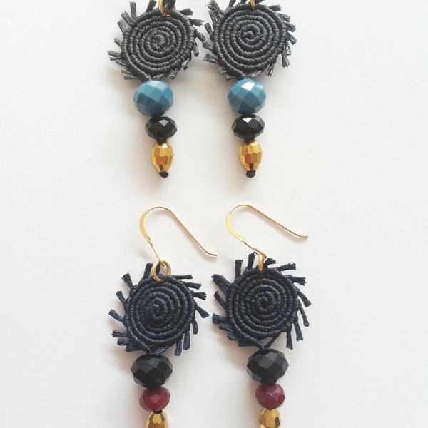 Σκουλαρίκια "Spiral Love" - earrings - chic, handmade, fashion, κερωμένα κορδόνια, γυναικεία, επιχρυσωμένα, κρύσταλλα, customized, σκουλαρίκια, χειροποίητα, χειροποίητα σκουλαρίκια με πέρλε, boho, ethnic - 2
