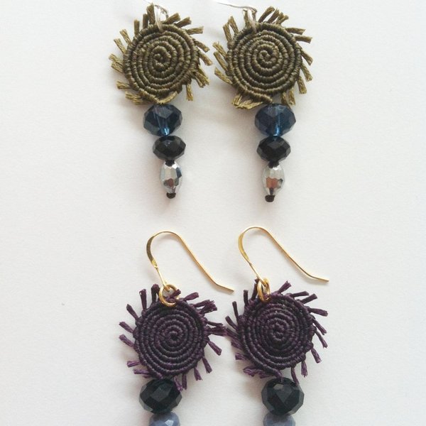 Σκουλαρίκια "Spiral Love" - earrings - chic, handmade, fashion, κερωμένα κορδόνια, γυναικεία, επιχρυσωμένα, κρύσταλλα, customized, σκουλαρίκια, χειροποίητα, χειροποίητα σκουλαρίκια με πέρλε, boho, ethnic - 3