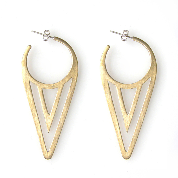 Geometry Double V Earrings - vintage, design, ασήμι 925, γεωμετρικά σχέδια, χειροποίητα, μπρούντζος