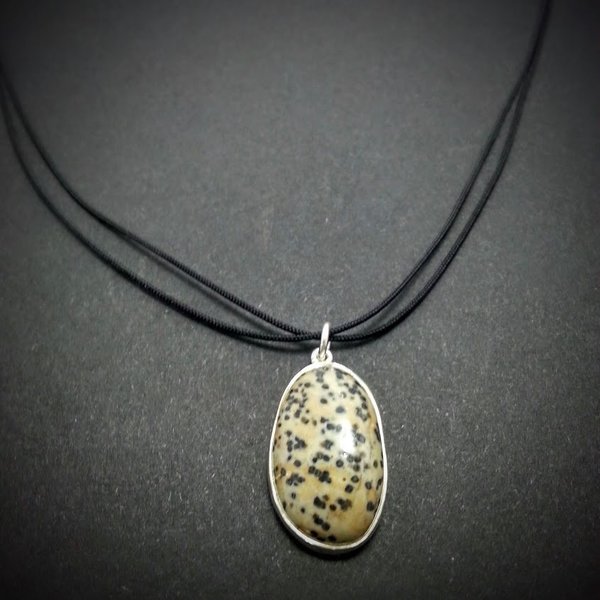 ''Seastone Collection'' Dots necklace - Μενταγιόν από ασήμι 925 και φυσικό Βότσαλο. - ιδιαίτερο, μοναδικό, ασήμι 925, μακραμέ, donkey, χειροποίητα, βότσαλα - 2