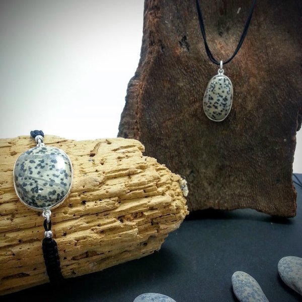 ''Seastone Collection'' Dots necklace - Μενταγιόν από ασήμι 925 και φυσικό Βότσαλο. - ιδιαίτερο, μοναδικό, ασήμι 925, μακραμέ, donkey, χειροποίητα, βότσαλα - 3