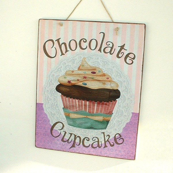 Chocolate Cupcake - εκτύπωση, διακοσμητικό, ξύλο, vintage, πίνακες & κάδρα, χαρτί, επιτοίχιο, κουζίνα, διακόσμηση, τοίχου, χειροποίητα, είδη διακόσμησης, είδη δώρου, πρωτότυπα δώρα