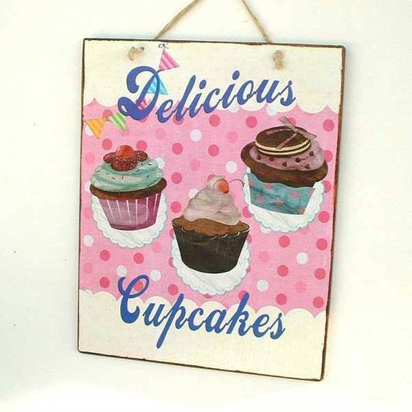 Delicious Cupcakes - εκτύπωση, διακοσμητικό, ξύλο, vintage, πίνακες & κάδρα, χαρτί, επιτοίχιο, κουζίνα, διακόσμηση, τοίχου, χειροποίητα, είδη διακόσμησης, είδη δώρου, πρωτότυπα δώρα