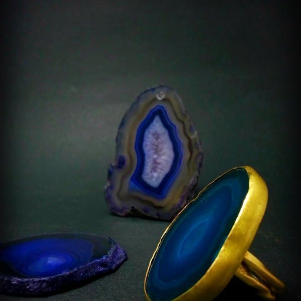 ''Blue Lace'' - ημιπολύτιμες πέτρες, ιδιαίτερο, μοναδικό, ορείχαλκος, donkey, χειροποίητα - 2