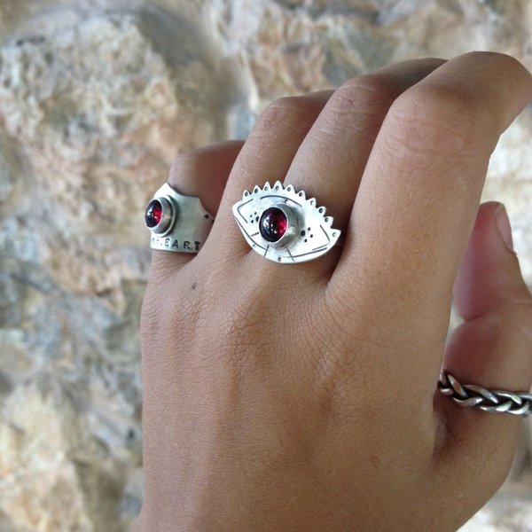 Mati | Δαχτυλίδι, ασήμι 925, Γρανάτης - ημιπολύτιμες πέτρες, chic, handmade, charms, μοναδικό, ασήμι 925, χειροποίητα, boho - 2