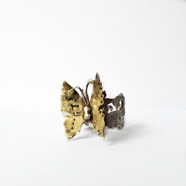 "Fly"| Butterfly Ring | Ασήμι & Mπρόυτζος - statement, chic, handmade, design, ασήμι 925, λουλούδια, χειροποίητα, boho, μπρούντζος
