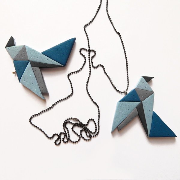 Origami bird pendant - 2