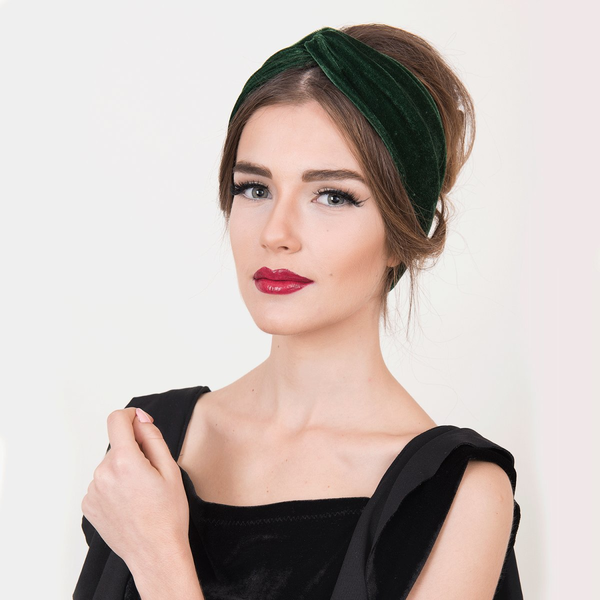 Green velvet Headband - κορδέλες μαλλιών