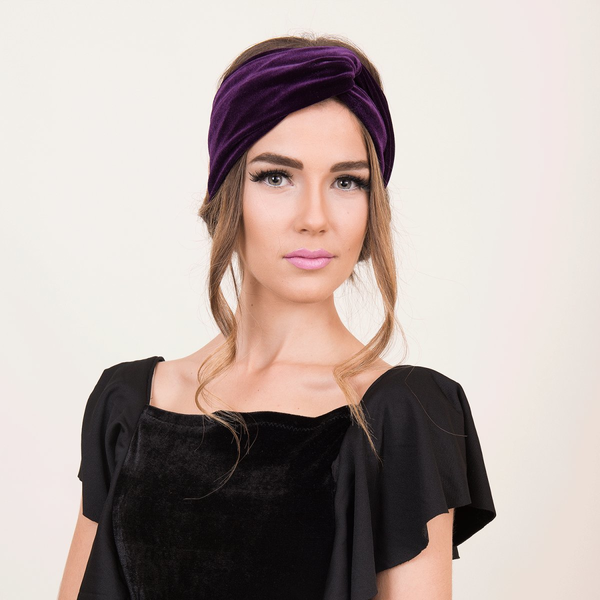 Purple velvet Headband - βελούδο - 2