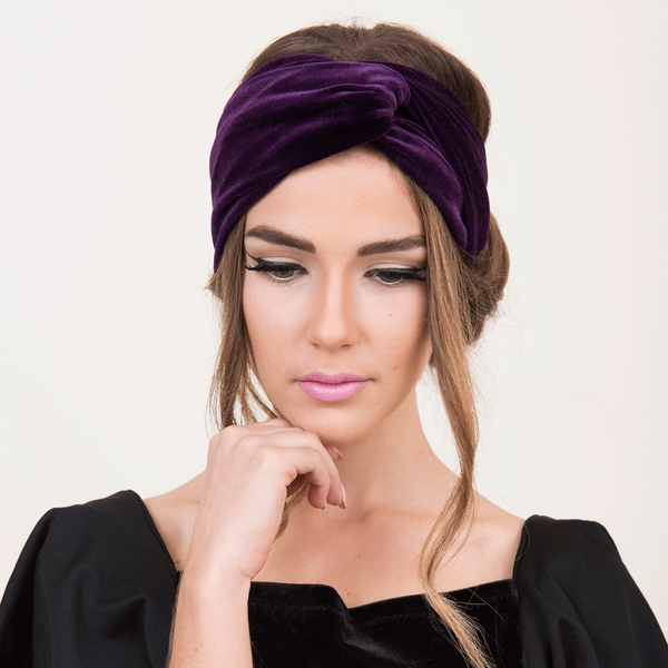 Purple velvet Headband - βελούδο - 2