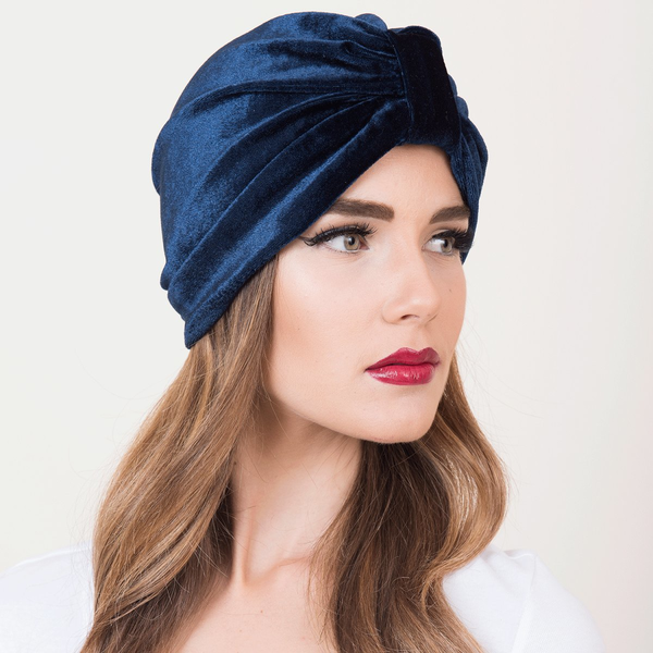 Royal velvet Turban - μπλε, βελούδο, τουρμπάνι