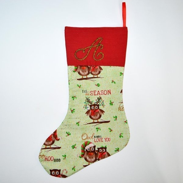 Χριστουγεννιάτικη κάλτσα με μονόγραμμα - ύφασμα, βαμβάκι, κορίτσι, αγόρι, δώρο, customized, όνομα - μονόγραμμα, παιδί, personalised, χριστουγεννιάτικο, για παιδιά