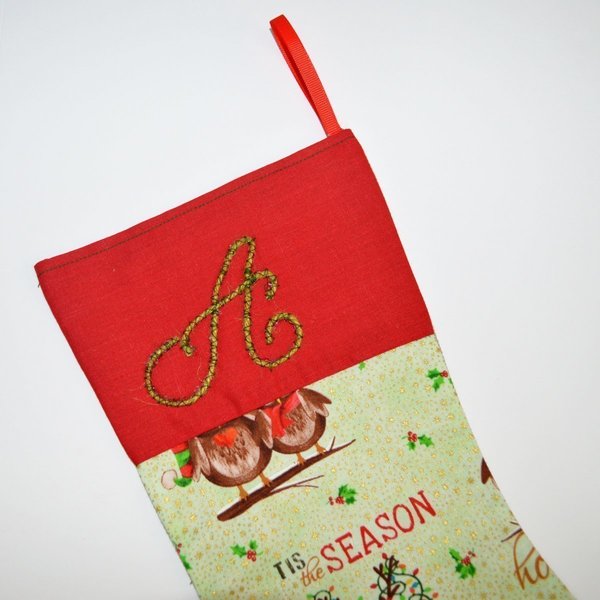 Χριστουγεννιάτικη κάλτσα με μονόγραμμα - ύφασμα, βαμβάκι, κορίτσι, αγόρι, δώρο, customized, όνομα - μονόγραμμα, παιδί, personalised, χριστουγεννιάτικο, για παιδιά - 2