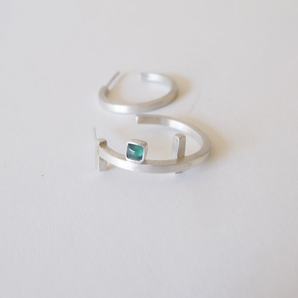 Hoop Earrings - ημιπολύτιμες πέτρες, ασήμι 925