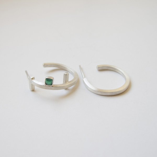 Hoop Earrings - ημιπολύτιμες πέτρες, ασήμι 925 - 2