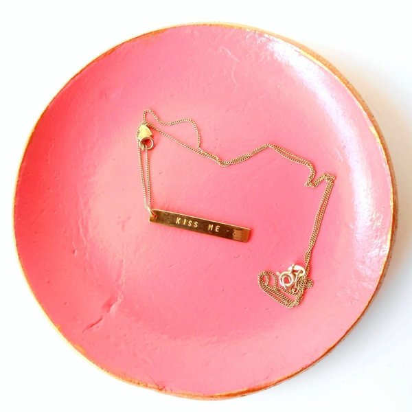 Pinky coral and gold jewelry dish - διακοσμητικό, mini, διακόσμηση, πηλός