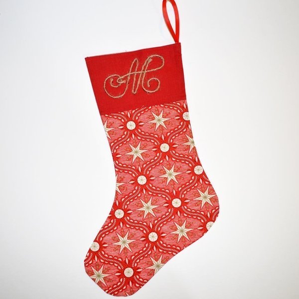 Χριστουγεννιάτικη κάλτσα με μονόγραμμα - ύφασμα, βαμβάκι, διακοσμητικό, δώρο, σπίτι, customized, όνομα - μονόγραμμα, personalised, χριστουγεννιάτικο, διακοσμητικά