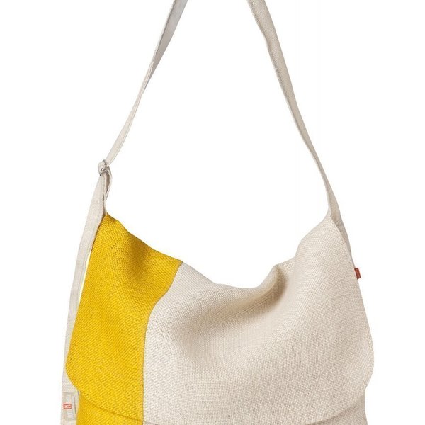 Eco-friendly messenger and shoulder bag, white/yellow