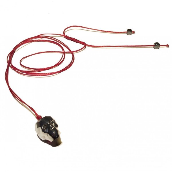 The Skull Necklace - κερωμένα κορδόνια, γυναικεία, ανδρικά, swarovski, αιματίτης - 2