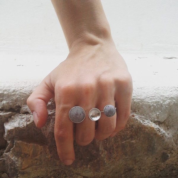 ○ Limnos | δαχτυλίδι από ασήμι 925 και τσιμέντο | ελληνικά νησιά - ασήμι, ασήμι 925, τσιμέντο - 3