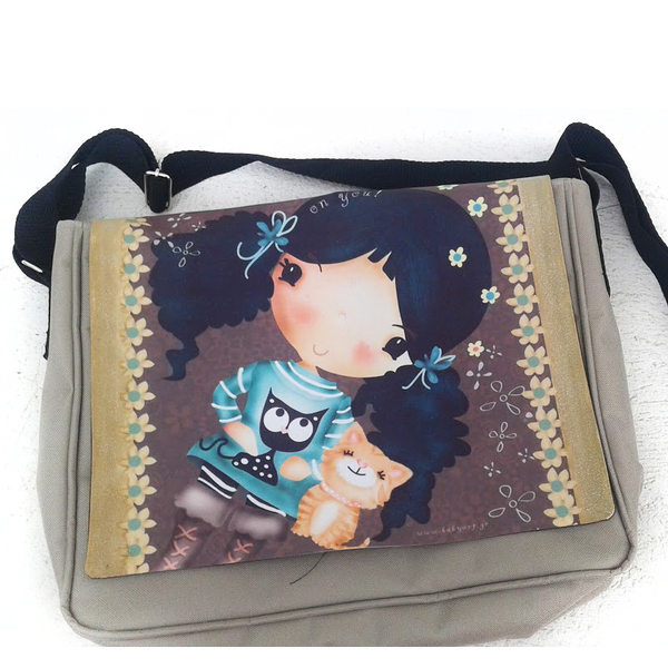 Messenger bag large "me and my cat"