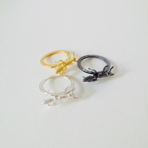 "μυρμήγκι" δαχτυλίδι - chic, επιχρυσωμένα, ασήμι 925