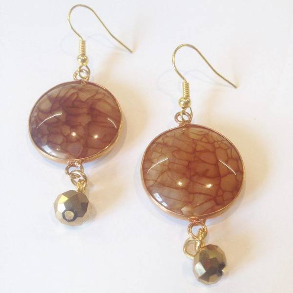 LARA ART Brown Semi-precious stone earrings - ημιπολύτιμες πέτρες - 2