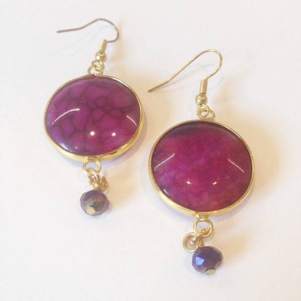 LARA ART Purple Semi-precious stone earrings - ημιπολύτιμες πέτρες - 2