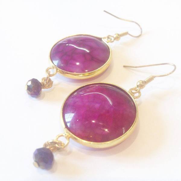 LARA ART Purple Semi-precious stone earrings - ημιπολύτιμες πέτρες