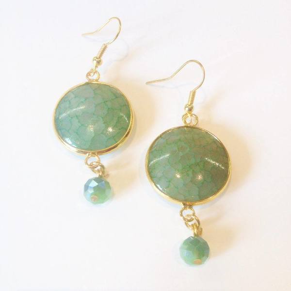 LARA ART Light Green Semi-precious stone earrings - ημιπολύτιμες πέτρες