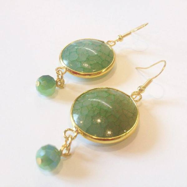 LARA ART Light Green Semi-precious stone earrings - ημιπολύτιμες πέτρες - 2