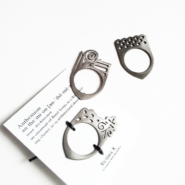 Anthemion, Ασημένιο 925 δαχτυλίδι, Ανθέμιο, αρχιτεκτονικό δαχτυλίδι - chic, handmade, μονόχρωμες, design, μοναδικό, μοντέρνο, ασήμι 925, χειροποίητα - 3