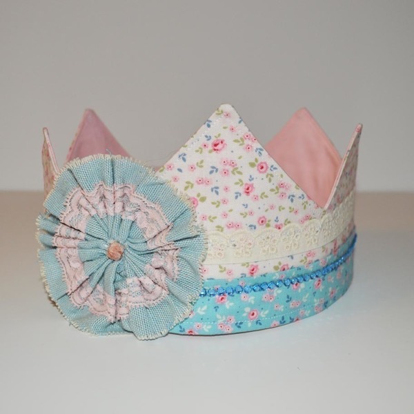 Sweet Crown for the Forest Princess - ύφασμα, βαμβάκι, στρας, handmade, χρωματιστό, δαντέλα, παιχνίδι, κορίτσι, κορώνα, δώρο, χειροποίητα, χάντρες, για παιδιά - 2