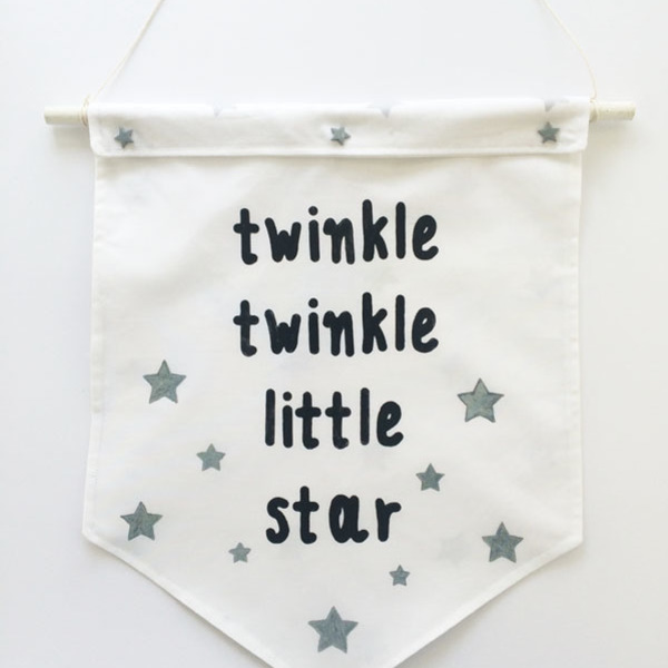 Twinkle twinkle little star, χειροποίητο υφασμάτινο banner για το παιδικό δωμάτιο - βαμβάκι, διακοσμητικό, τοίχου, δωμάτιο, παιδί, είδη διακόσμησης, κρεμαστά, για παιδιά