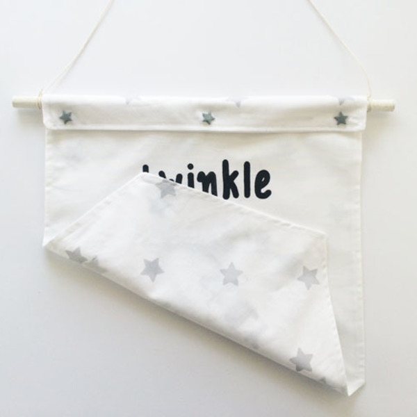 Twinkle twinkle little star, χειροποίητο υφασμάτινο banner για το παιδικό δωμάτιο - βαμβάκι, διακοσμητικό, τοίχου, δωμάτιο, παιδί, είδη διακόσμησης, κρεμαστά, για παιδιά - 2