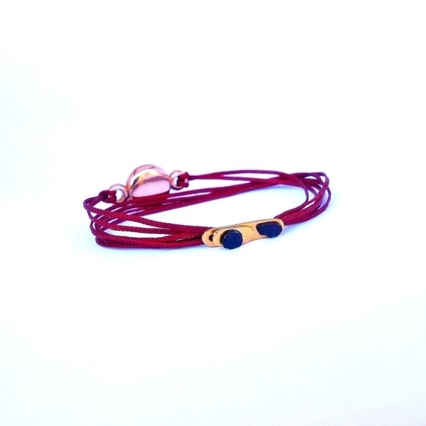 Evil eye layered bracelet - chic, charms, επιχρυσωμένα, customized, πηλός, κορδόνια - 2