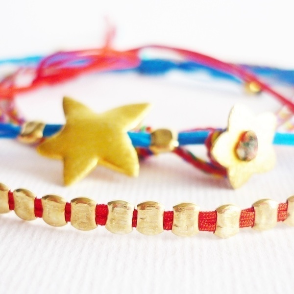 Starfish spring bracelet set - πολύχρωμο, charms, επιχρυσωμένα, κορδόνια - 2