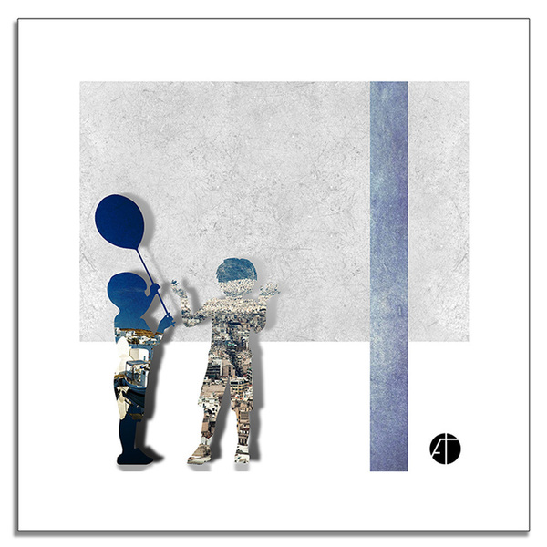 Blue balloon - διακοσμητικό, γυαλί, πίνακες & κάδρα, πλαστικό, χαρτί, επιτοίχιο, διακόσμηση - 2