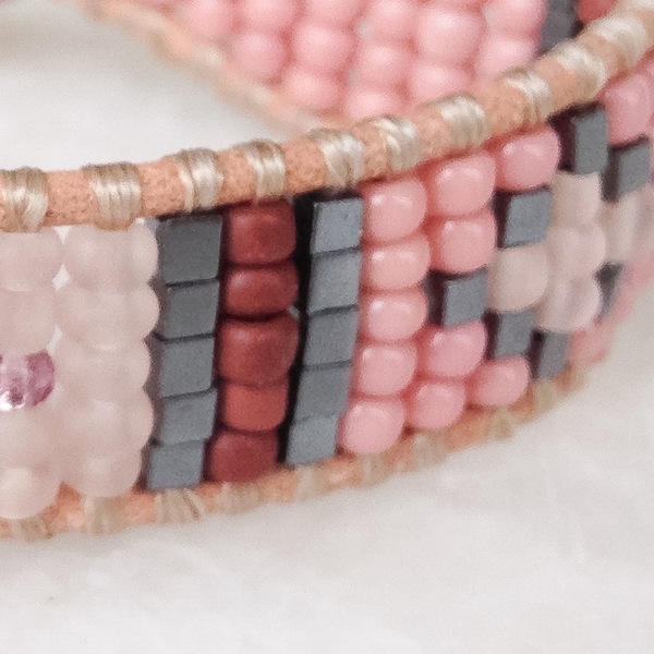 Faded pink leather wrap bracelet - δέρμα, chic, handmade, καλοκαιρινό, μοναδικό, μοντέρνο, ανοιξιάτικο, αιματίτης, χειροποίητα, χάντρες, boho - 3